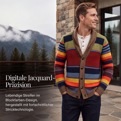📢📢50%Rabatt!!!🎉✨Gestreifter Strickcardigan mit Schalkragen für Herren-2