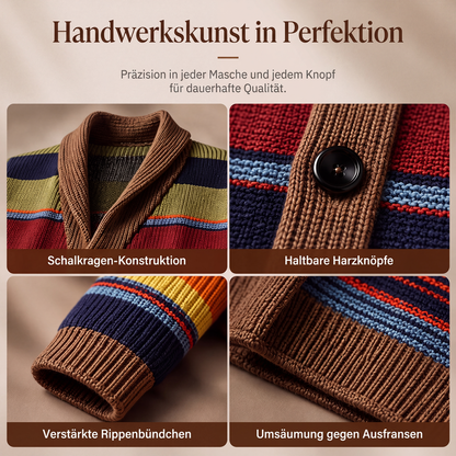 📢📢50%Rabatt!!!🎉✨Gestreifter Strickcardigan mit Schalkragen für Herren-3