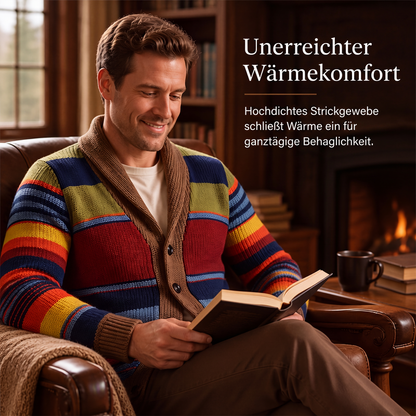 📢📢50%Rabatt!!!🎉✨Gestreifter Strickcardigan mit Schalkragen für Herren-1