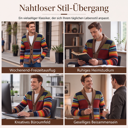 📢📢50%Rabatt!!!🎉✨Gestreifter Strickcardigan mit Schalkragen für Herren-5