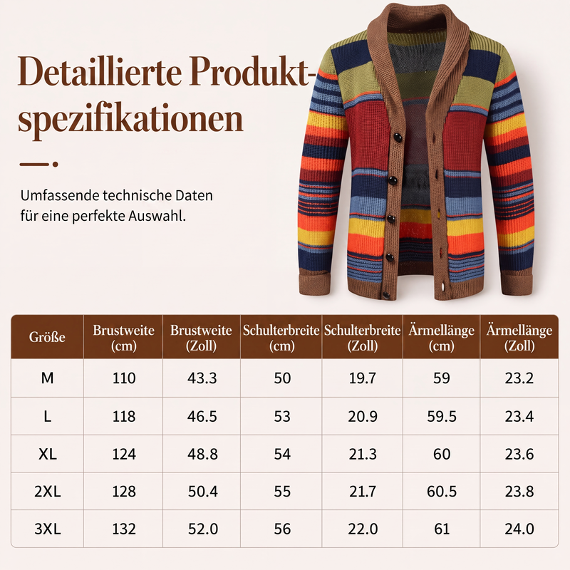 📢📢50%Rabatt!!!🎉✨Gestreifter Strickcardigan mit Schalkragen für Herren-7