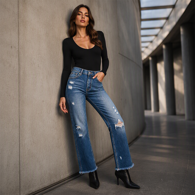💎👖 Neuheiten – High-Waist-Distressed-Jeans – vintage und vielseitig-5