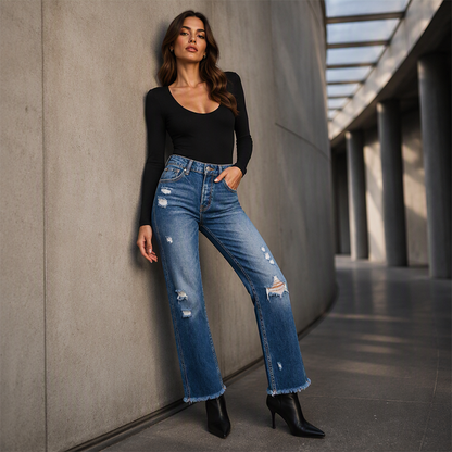 💎👖 Neuheiten – High-Waist-Distressed-Jeans – vintage und vielseitig-5