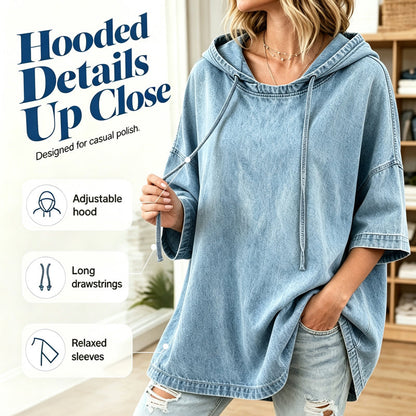📢📢50%Rabatt!!!🎉✨Lässiges, lockeres Denim-Hoodie für Damen-4