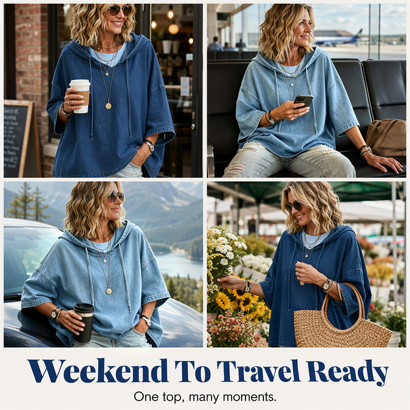 📢📢50%Rabatt!!!🎉✨Lässiges, lockeres Denim-Hoodie für Damen-5