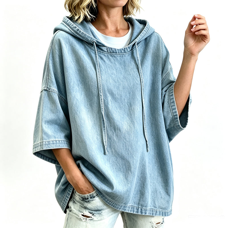 📢📢50%Rabatt!!!🎉✨Lässiges, lockeres Denim-Hoodie für Damen-9
