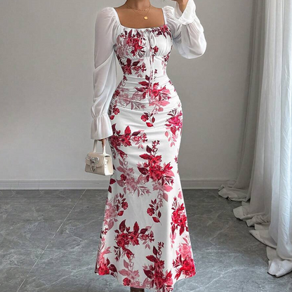 Elegantes geblümtes ausgestelltes Kleid für Damen-1