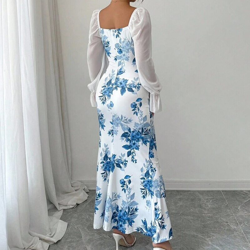 Elegantes geblümtes ausgestelltes Kleid für Damen-6