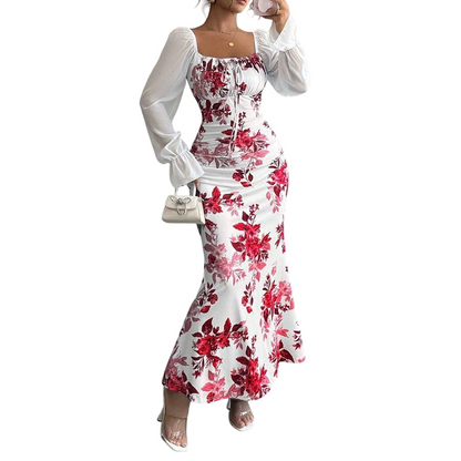 Elegantes geblümtes ausgestelltes Kleid für Damen-9