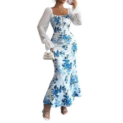 Elegantes geblümtes ausgestelltes Kleid für Damen-10