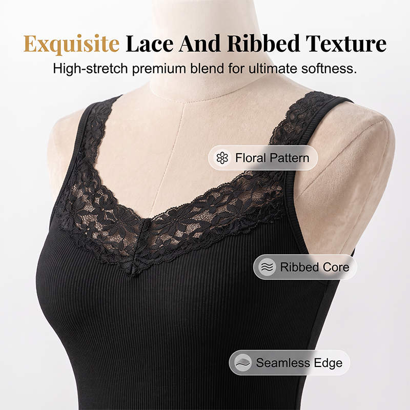 ⏰🍂Herbst Frühbucher-Sale – Damen Große Größen Spitzen Slim Fit Trägertop-3