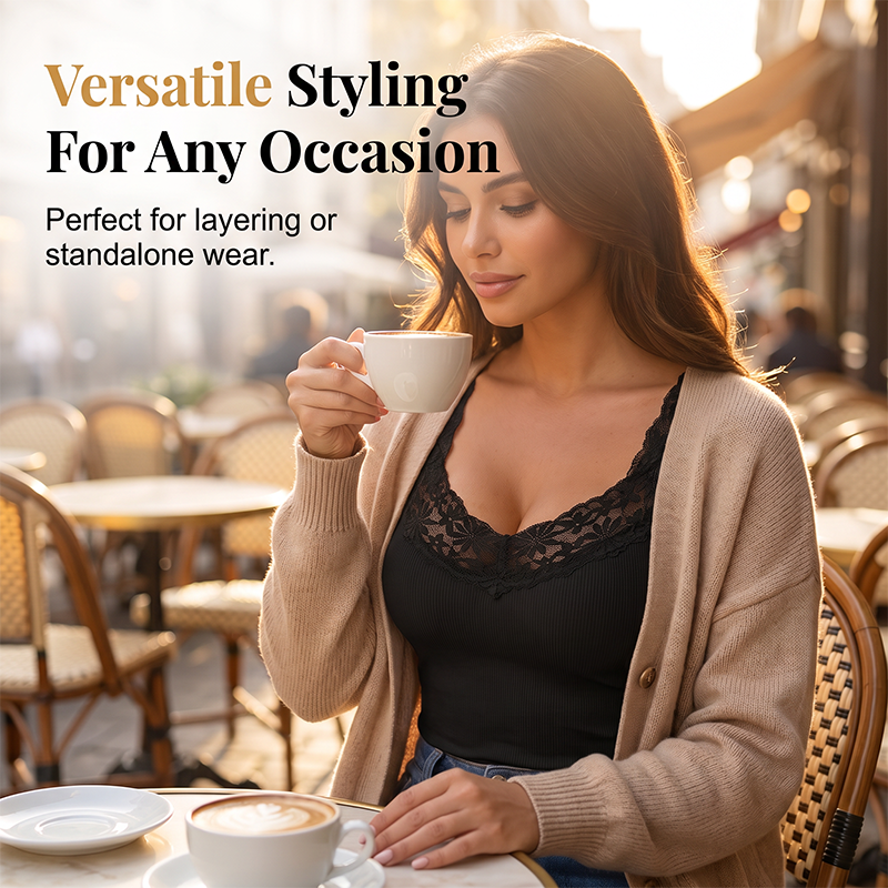 ⏰🍂Herbst Frühbucher-Sale – Damen Große Größen Spitzen Slim Fit Trägertop-4