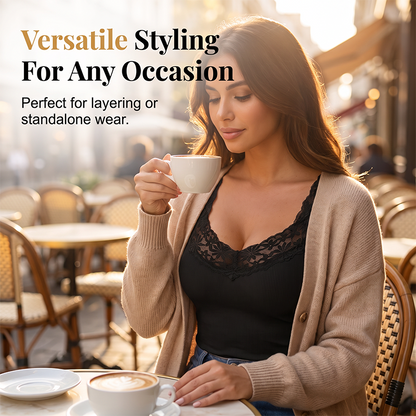 ⏰🍂Herbst Frühbucher-Sale – Damen Große Größen Spitzen Slim Fit Trägertop-4