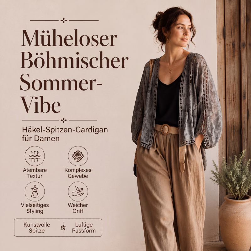 Locker sitzende Cardigan aus Hohlspitze für Damen