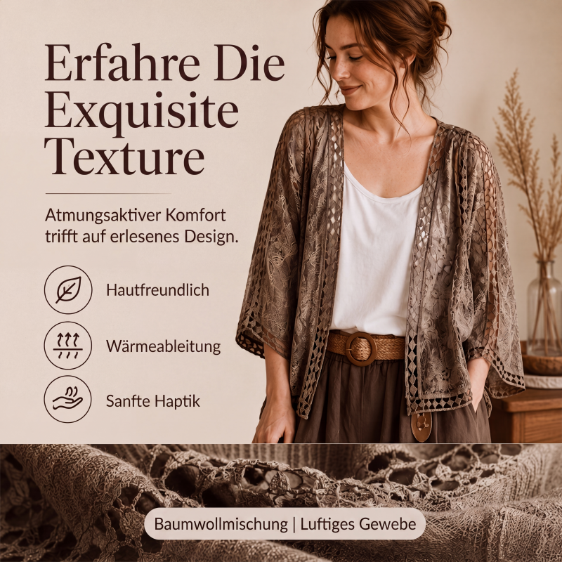 Locker sitzende Cardigan aus Hohlspitze für Damen-3