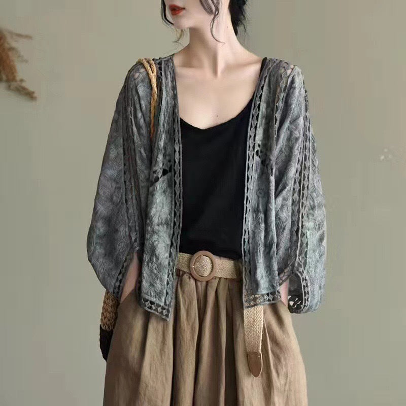 Locker sitzende Cardigan aus Hohlspitze für Damen-11