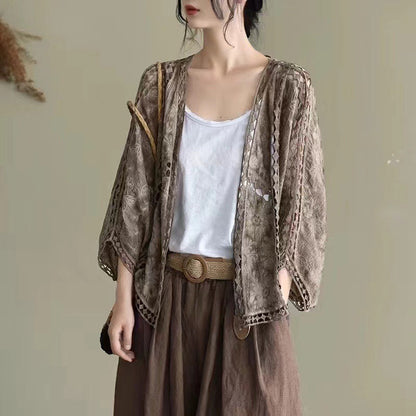 Locker sitzende Cardigan aus Hohlspitze für Damen-10