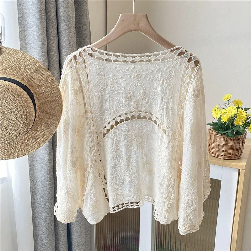 Locker sitzende Cardigan aus Hohlspitze für Damen-12