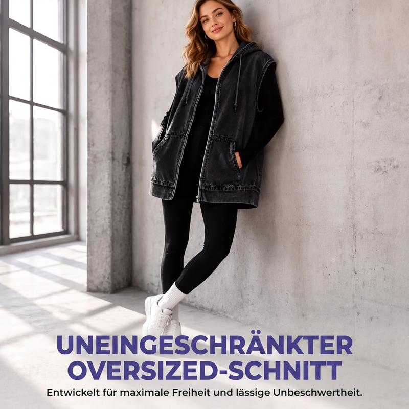 📢📢50%Rabatt!!!🎉✨Jeansweste mit Kapuze für Damen, lässige Jacke-2