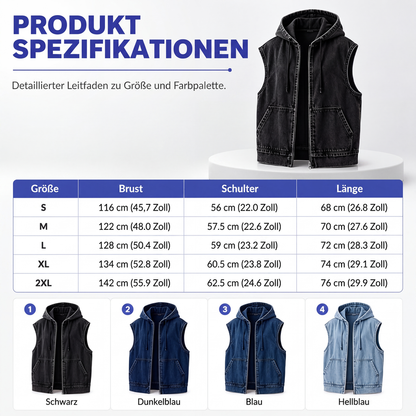 📢📢50%Rabatt!!!🎉✨Jeansweste mit Kapuze für Damen, lässige Jacke-7