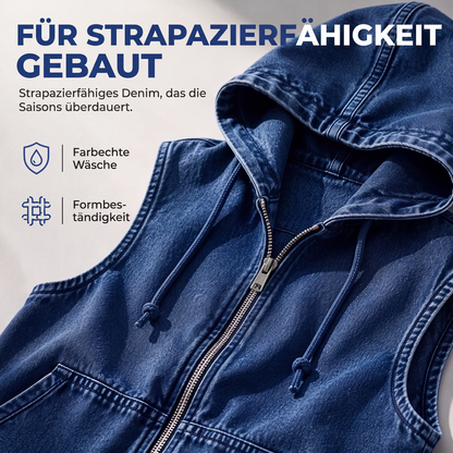 📢📢50%Rabatt!!!🎉✨Jeansweste mit Kapuze für Damen, lässige Jacke-6