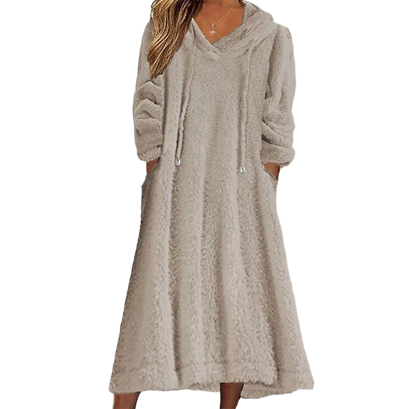 📢📢50%Rabatt!!!🎉✨Lässiges Plüsch-Kapuzen-Loungewear-Kleid für Damen