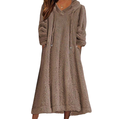 📢📢50%Rabatt!!!🎉✨Lässiges Plüsch-Kapuzen-Loungewear-Kleid für Damen