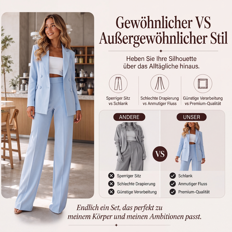 ⌛ Nur solange Vorrat reicht – danach regulärer Preis! Elegantes 2-teiliges Set für Damen: Blazer und Hose