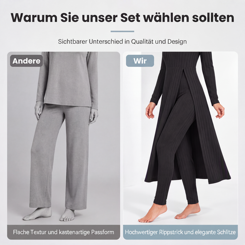 🚨 Eilmeldung: 50% endet heute Nacht! Legeres, weiches geripptes Strick-Zweiteiler-Set für Damen