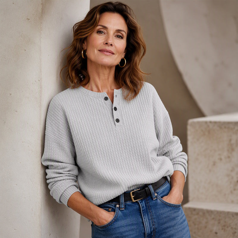 Lässiges Damen-Sweatshirt aus Waffelstrick-6