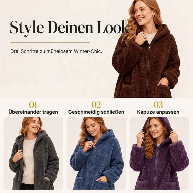 💎❄️ Jetzt im Trend – Kapuzen-Reißverschlussjacke – perfekt für Winter
