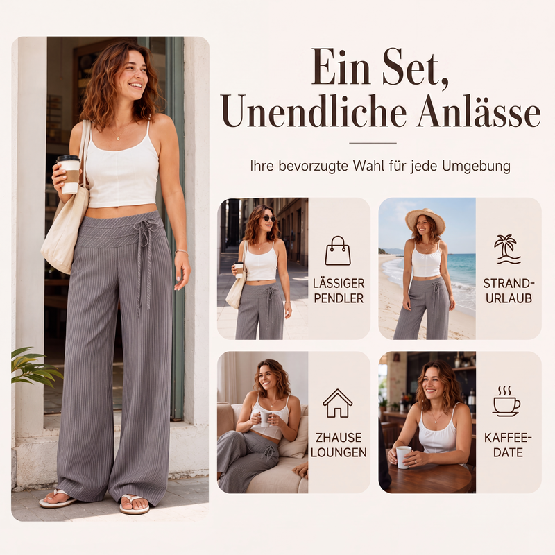 👖💎 Neuheiten – gestreifte Weithosen – bequem und vielseitig