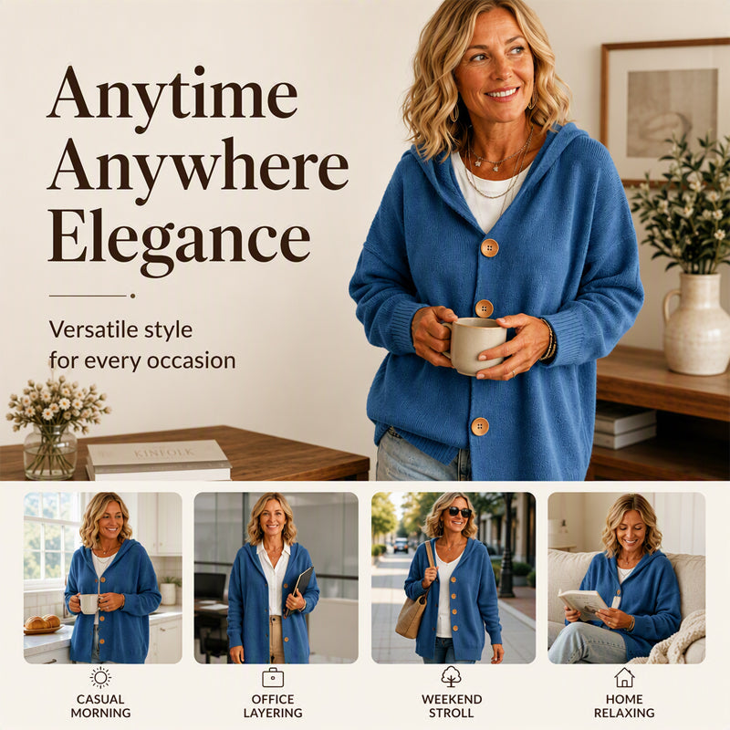 📢📢50%Rabatt!!!🎉📦 Täglich 500+ Pakete versendet – der Wahnsinn! Lässige Damen-Strickjacke mit Kapuze