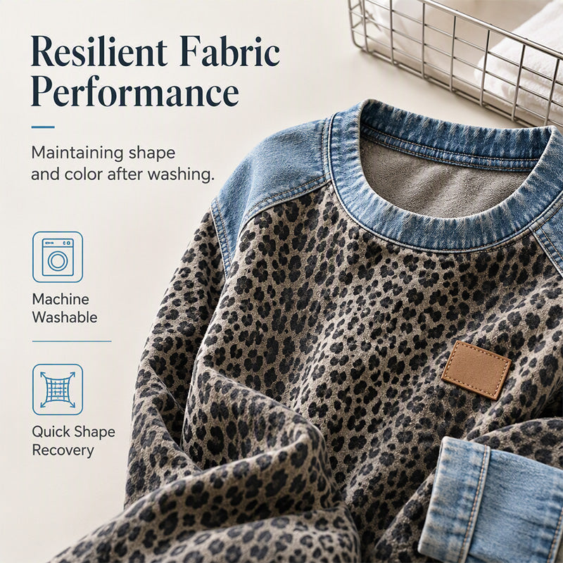 📢📢50% Rabatt!!! 🎉✨ Damen-Sweatshirt mit Leopardenmuster & Rundhalsausschnitt