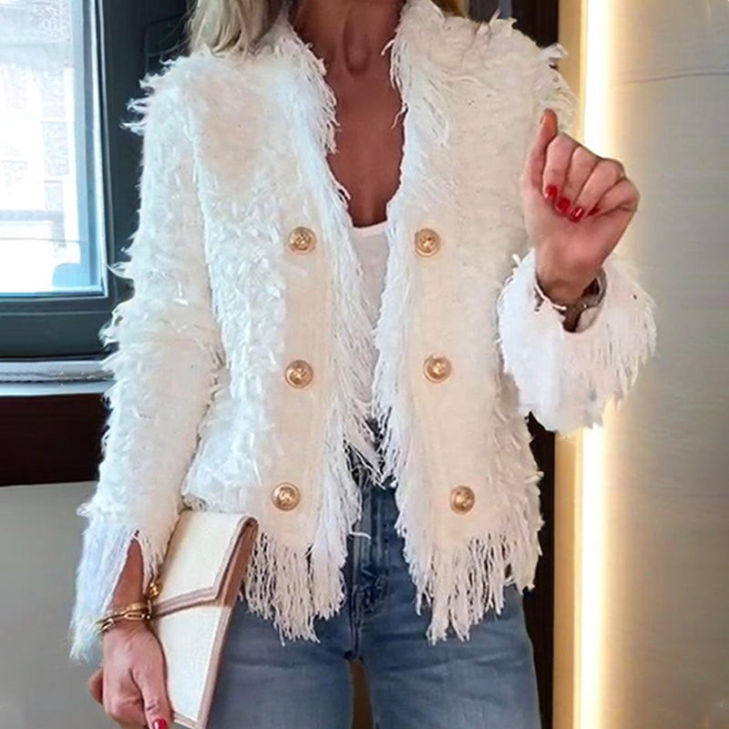 💎🧥 Neuheiten – Kurzjacke mit Quasten und Knöpfen – bequem