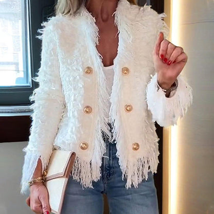 💎🧥 Neuheiten – Kurzjacke mit Quasten und Knöpfen – bequem