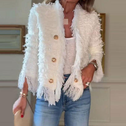 💎🧥 Neuheiten – Kurzjacke mit Quasten und Knöpfen – bequem