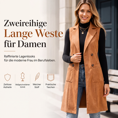 📢📢50%Rabatt!!!🧥✨ Neuheiten – Zweireihige lange Weste – elegant und vielseitig