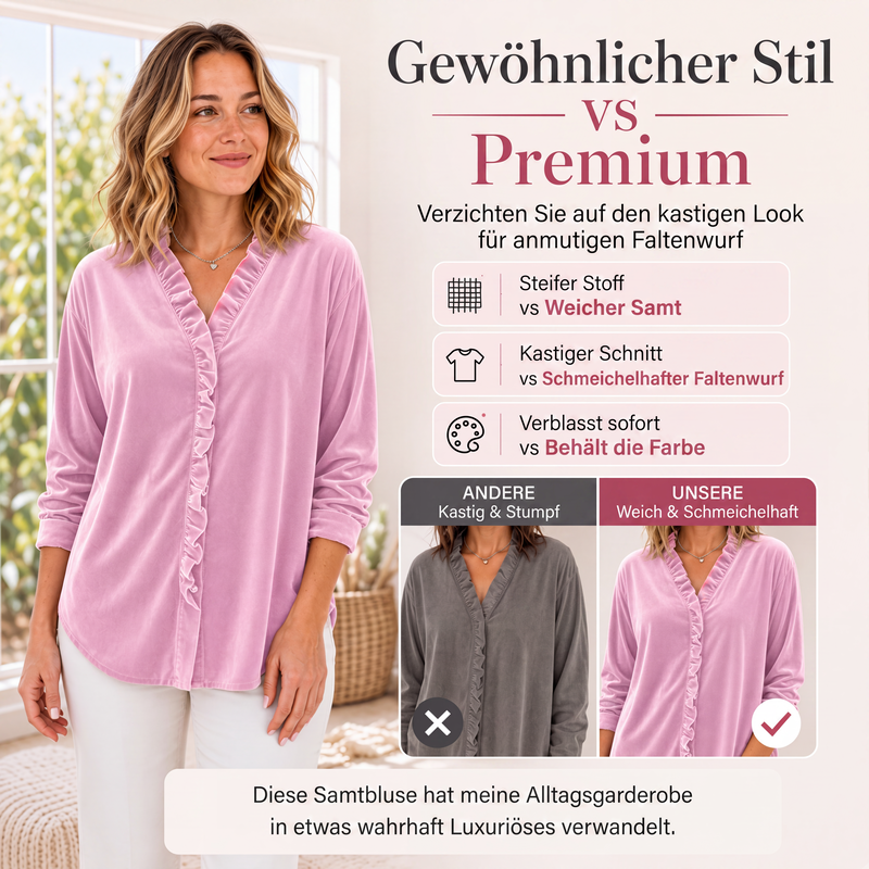 📢📢50%Rabatt!!!🎉✨Damen-Bluse in Unifarbe mit Rüschenkragen