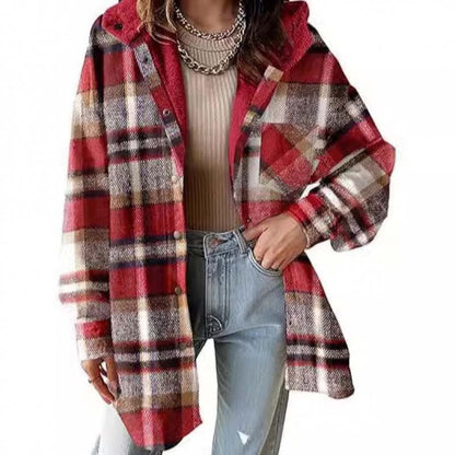 🧥🍁 Neuheiten – Damen klassische gemütliche karierte Kapuzenjacke