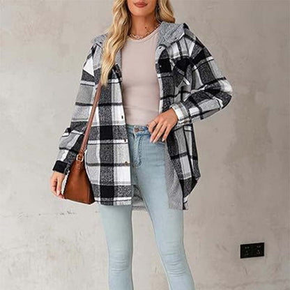 🧥🍁 Neuheiten – Damen klassische gemütliche karierte Kapuzenjacke