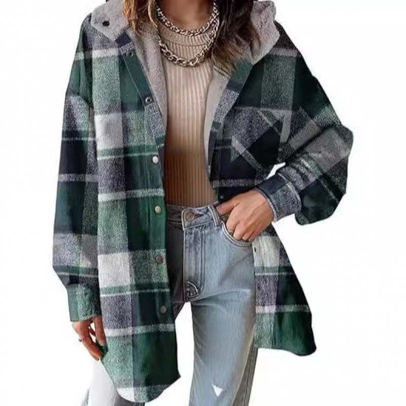 🧥🍁 Neuheiten – Damen klassische gemütliche karierte Kapuzenjacke
