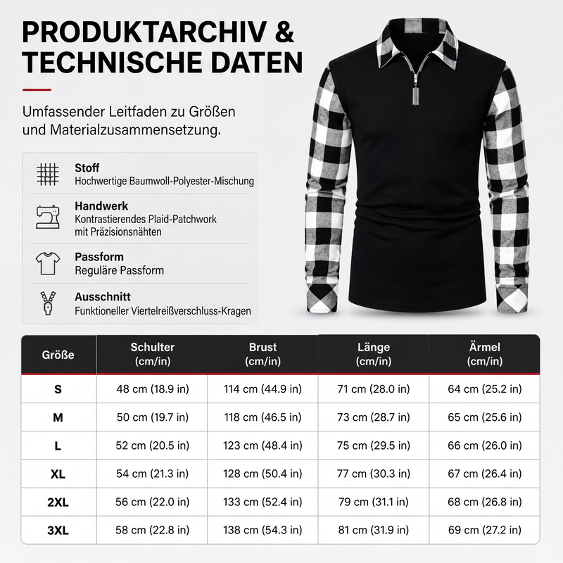 ⌛ Stocks limités – après, retour au prix normal ! Legeres Langarm-Halbzipphemd für Herren