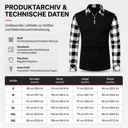 ⌛ Stocks limités – après, retour au prix normal ! Legeres Langarm-Halbzipphemd für Herren
