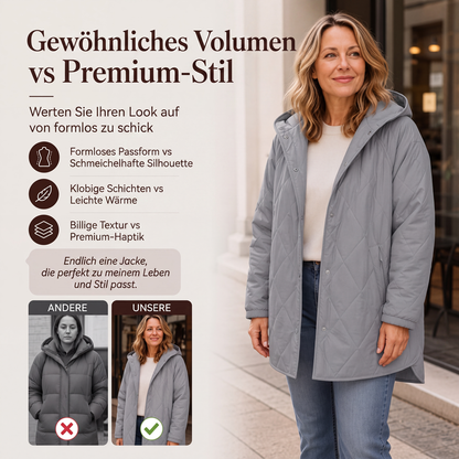 📢📢50%Rabatt!!!🎉✨Winterliche Damen-Steppmäntel mit Kapuze im Diamantsteppmuster