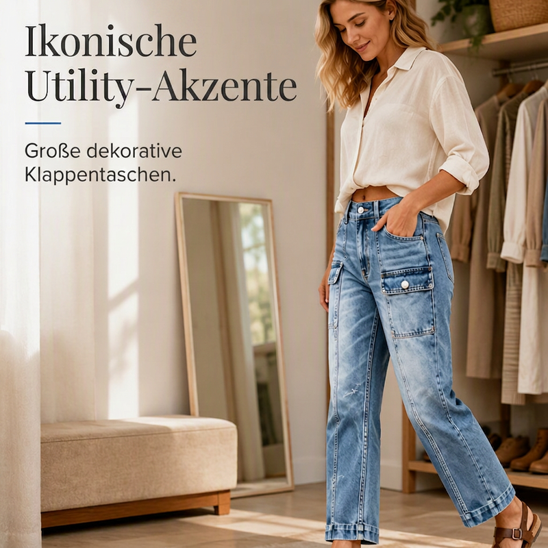 📢🎉50%Rabatt!!!🛍️✨Hochtaillierte, elastische Jeans mit geradem Bein für Damen