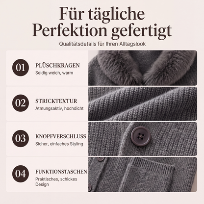 ✨ Neuheiten – Damen Strickcardigan mit Pelzkragen
