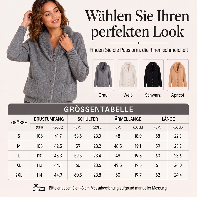 ✨ Neuheiten – Damen Strickcardigan mit Pelzkragen