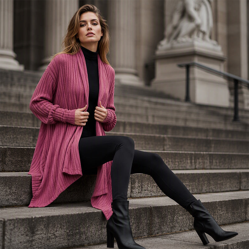 📢📢50%Rabatt!!!🎉✨Lässige Damen-Cardigan mit offener Vorderseite und Drapierung