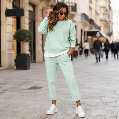 📢🎉50%Rabatt!!!🛍️✨Damen-Set im Fake-Two-Piece-Design aus Sweatshirt und Hose